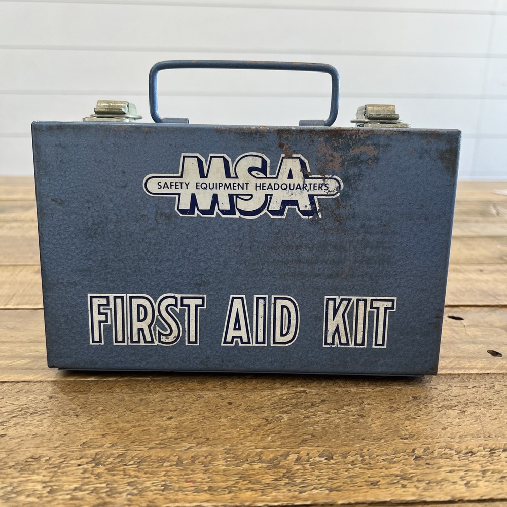Vintage MSA Metal 10 Unit First Aid Kit Mine Safety Appliances Co USA Complete